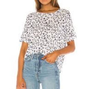 Rails Cara Snow Leopard Linen Blend Tee